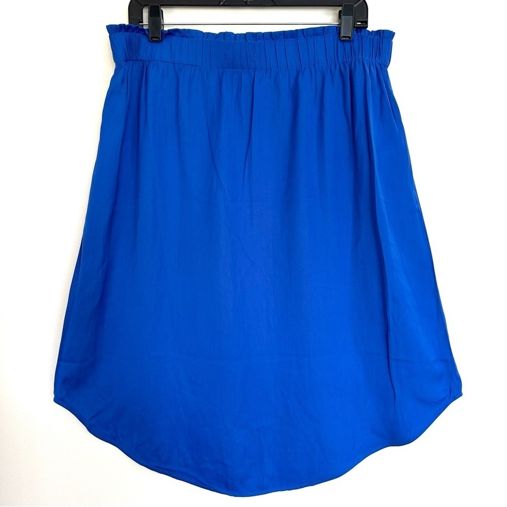 Loft Bright Blue Rounded Hemline Midi Skirt Size Large - Picture 4 of 6